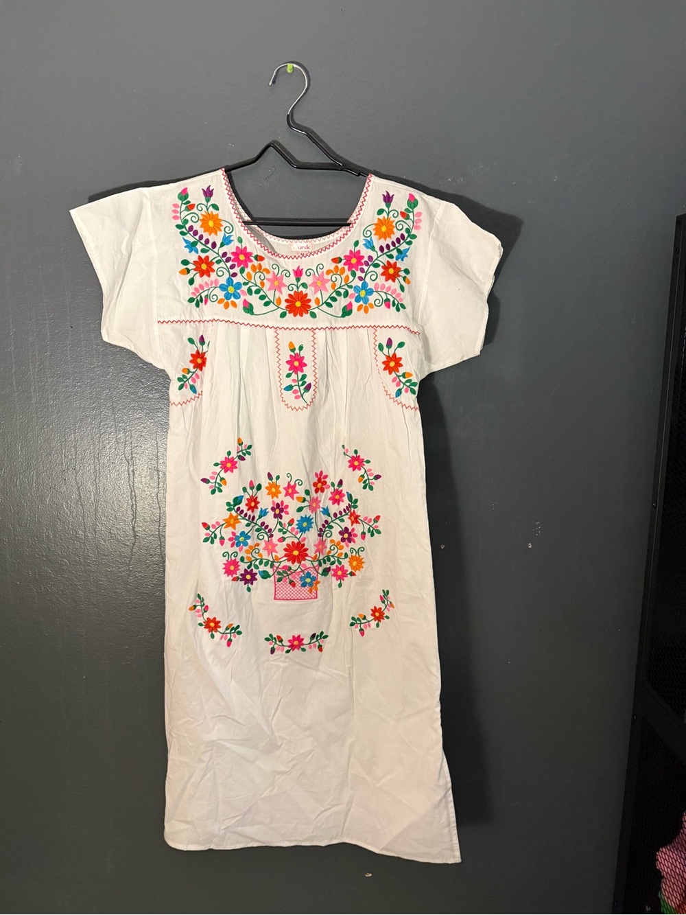 Unik White Embroidered Floral Boho Dress